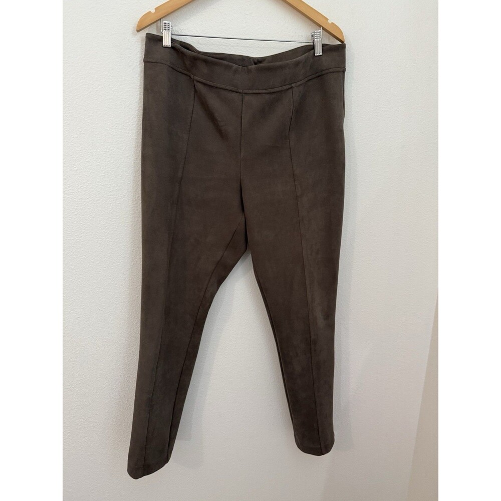 Andrew Marc Brown Faux Suede Stretchy Pull-On Leggings Career Pants Size XL